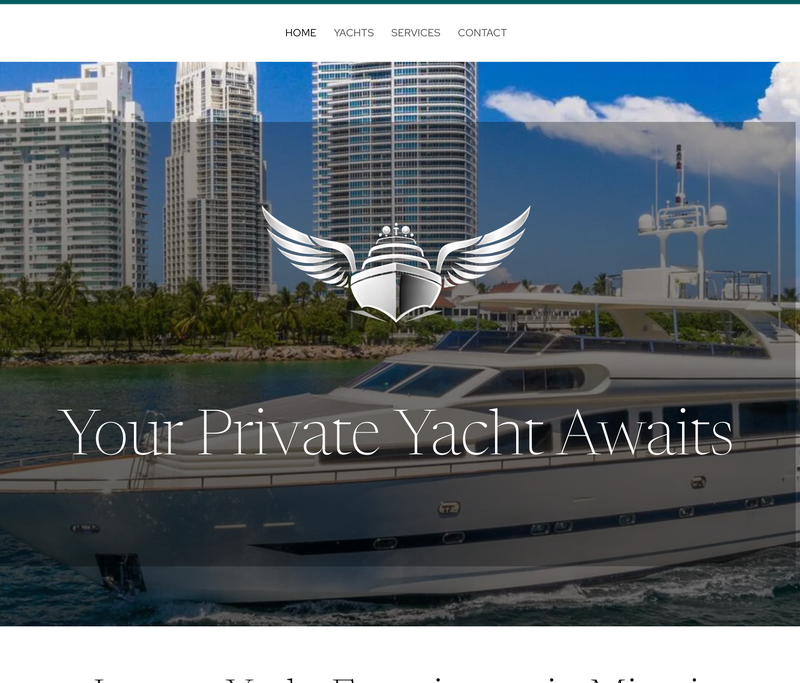Captura del sitio web de Aqualis Yachts, renta de yates de lujo en Miami