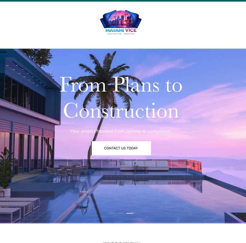 Captura del sitio web de Miami Vice Construction
